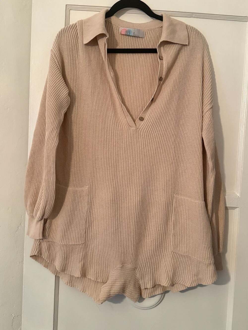 NEW FREE PEOPLE BEACH Sz XS PICNIC SWEATER ROMPER RIBBED ONE PIECE NATURAL